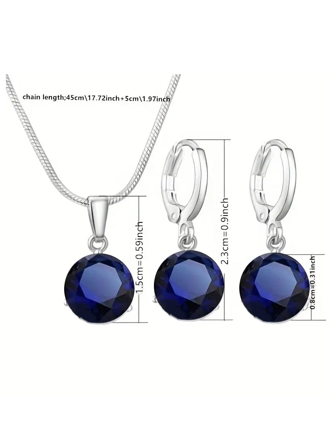 Delightful Crystal Blue Zirconia Necklace & Earrings Set with Rhinestone Accents (TK18122)