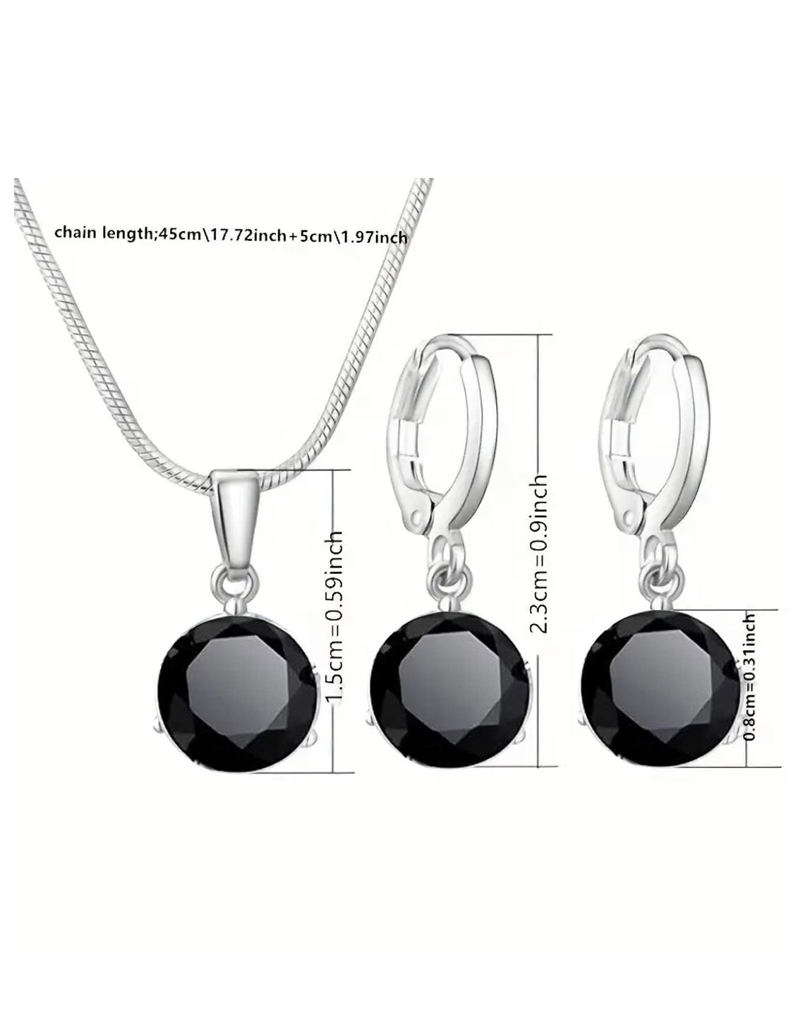Delightful Crystal Black Zirconia Necklace & Earrings Set with Rhinestone Accents (TK18123)