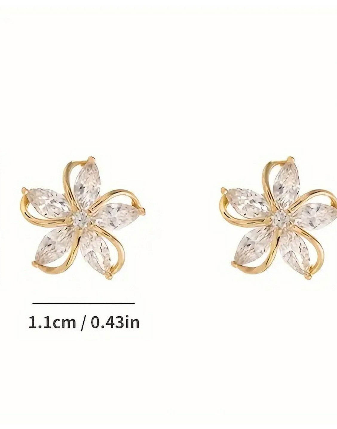 Elegant Rose Gold Cubic Zirconia Flower Quirky Earrings (TK18133)