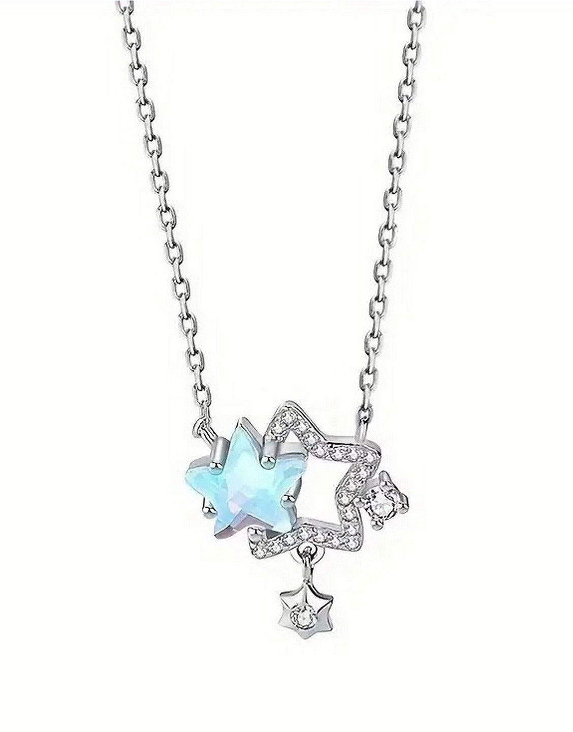 Delicate Chain with Dazzling Crystals Minimalist Pendant Necklace for Girls (TK18137)