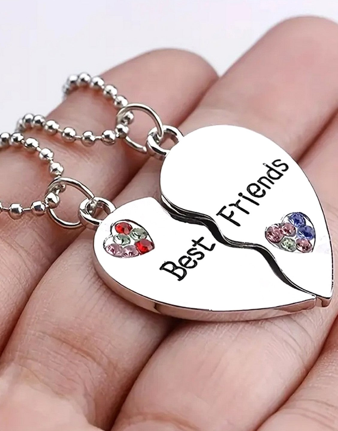 Pack of 2 Best Friends Heart Pendant Necklace - A Friendship Jewellery Gift (TK18138)