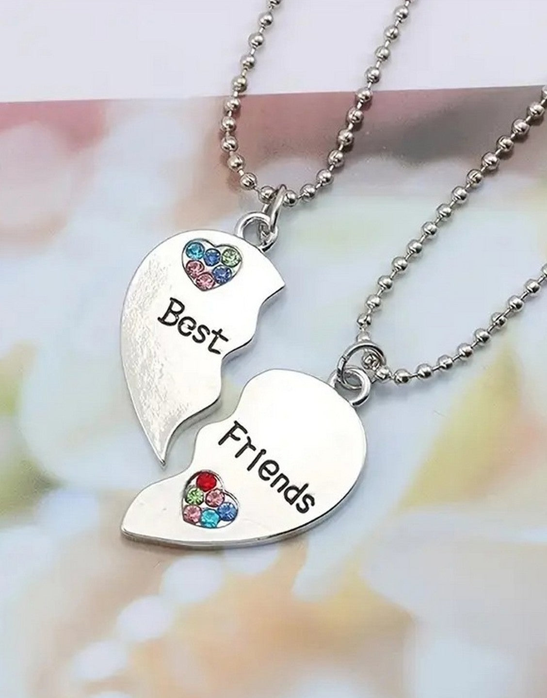 Pack of 2 Best Friends Heart Pendant Necklace - A Friendship Jewellery Gift (TK18138)