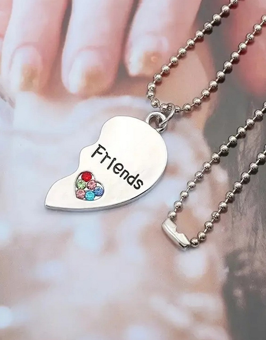 Pack of 2 Best Friends Heart Pendant Necklace - A Friendship Jewellery Gift (TK18138)
