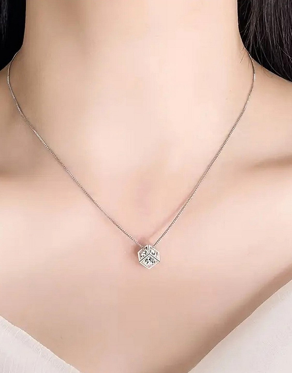 Adorable Cubic Zirconia Square Shape Pendant Necklace for Daily Wear & Party Wear (TK18139)