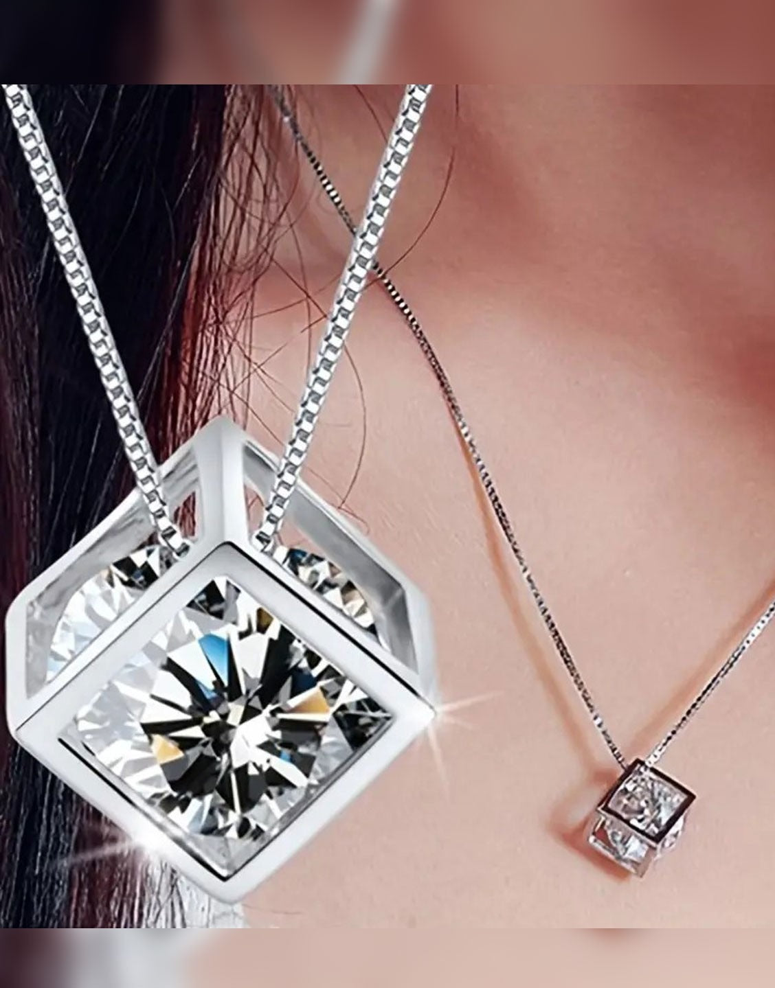 Adorable Cubic Zirconia Square Shape Pendant Necklace for Daily Wear & Party Wear (TK18139)