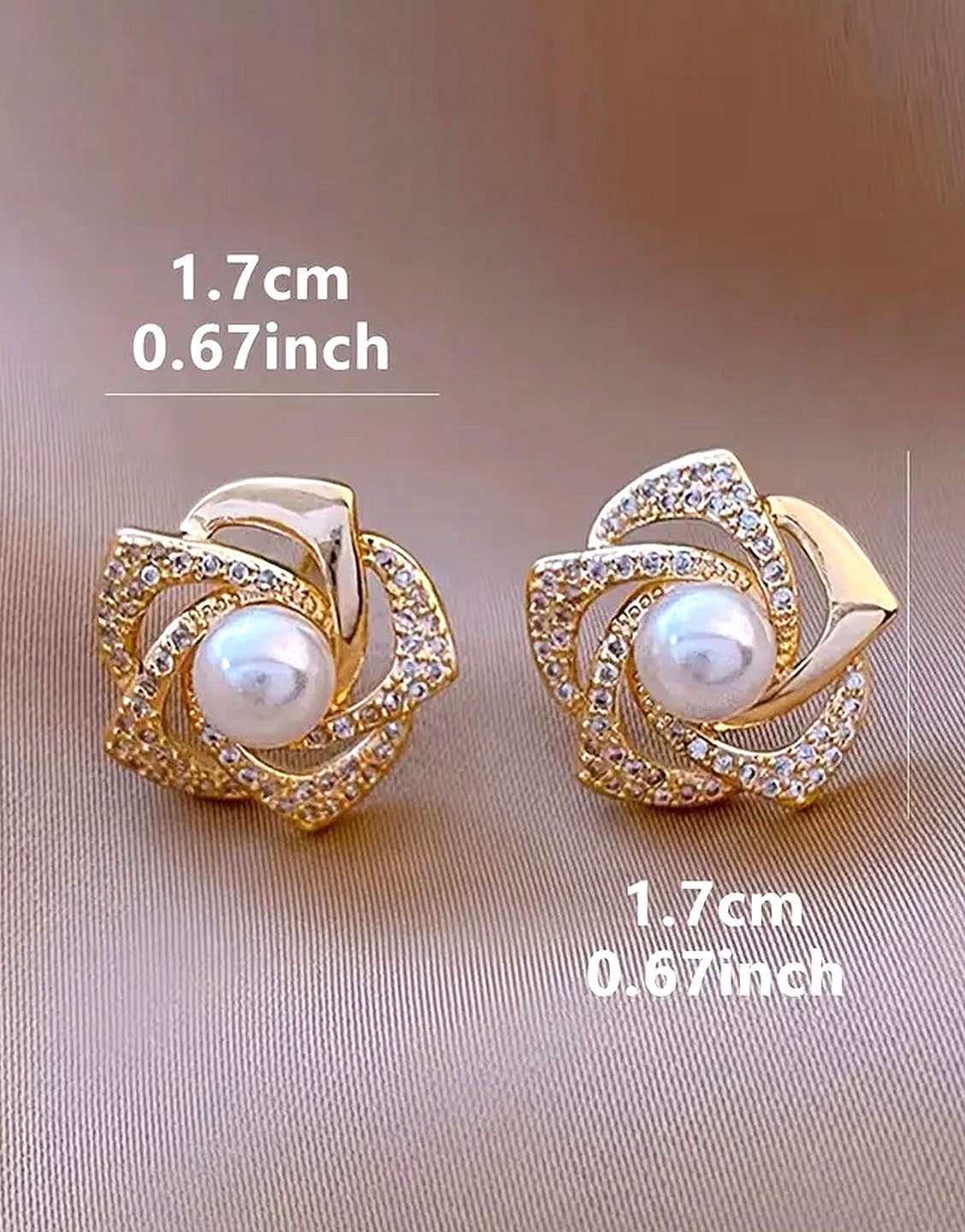 Imitation Pearl Floral Design Stud Earrings for Girls (TK18144)