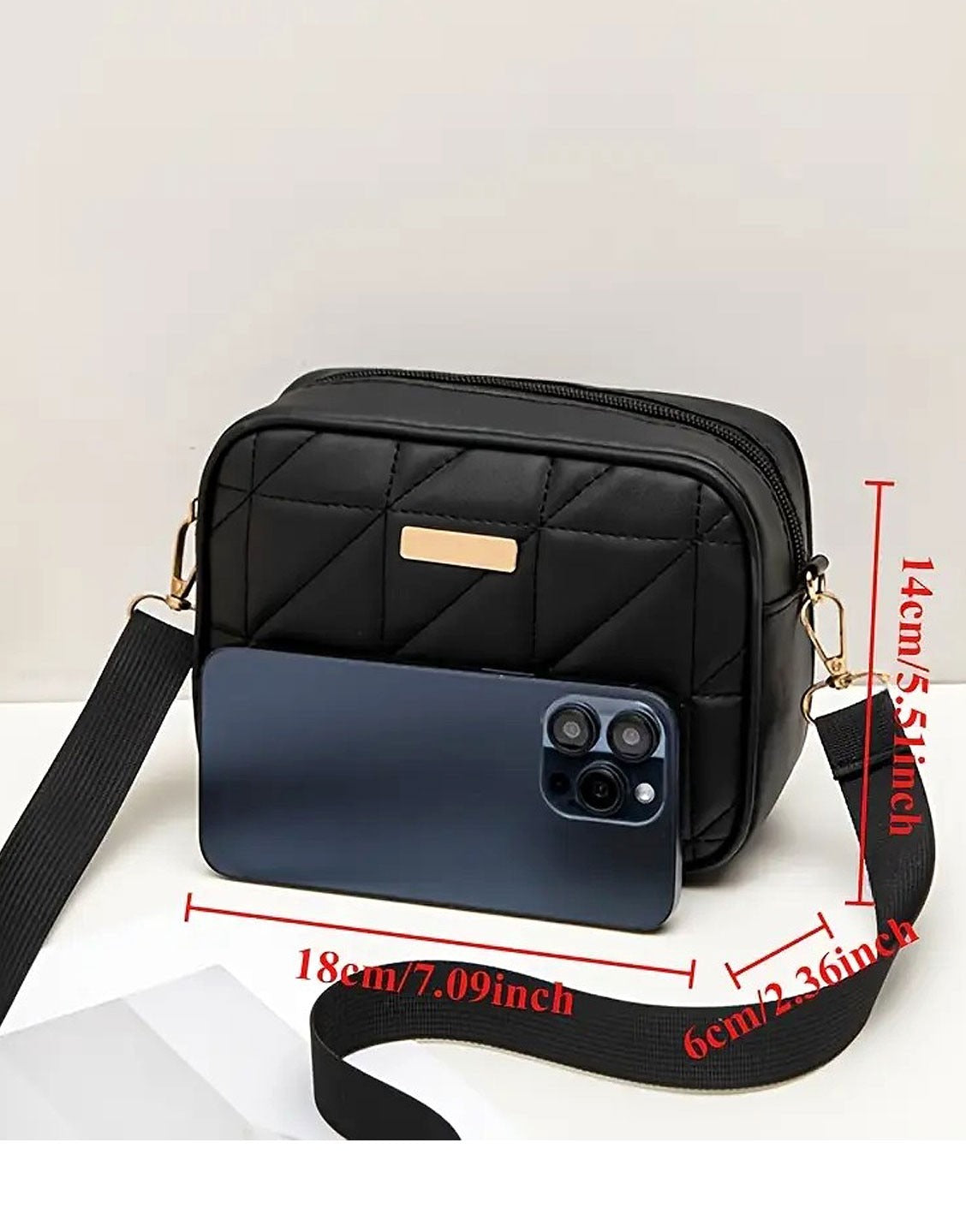 Trendy Black Crossbody Shoulder Bag for Girls (TK18146)