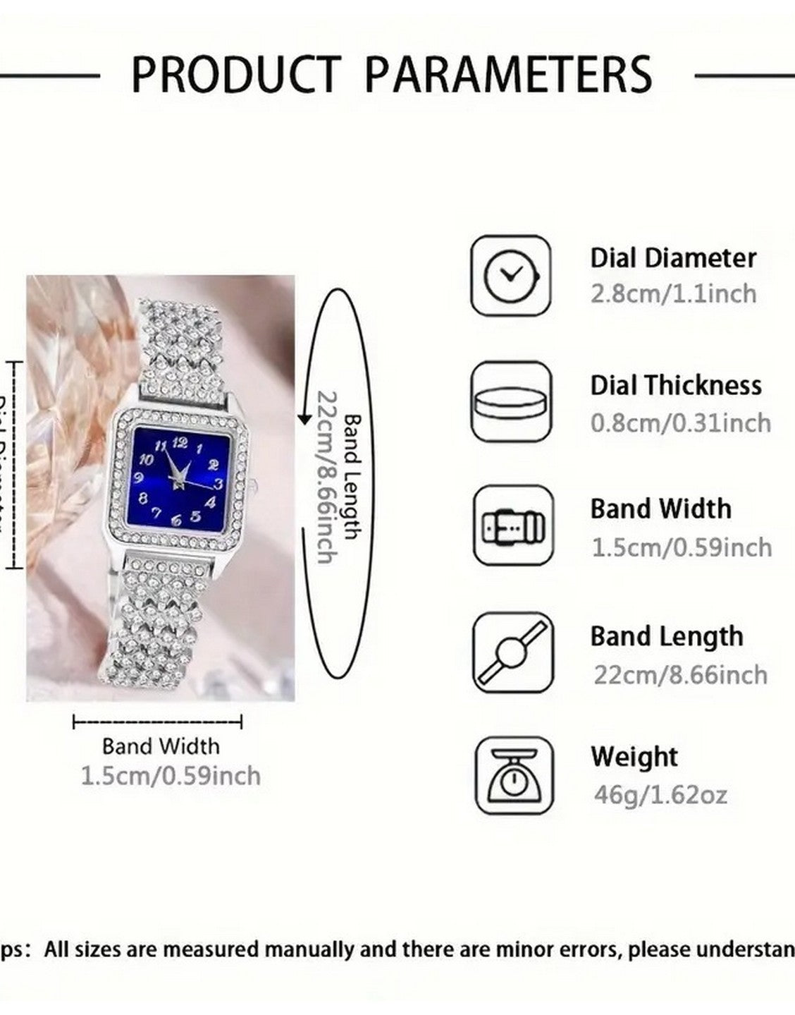 5-Pcs Luxe Women's Royal Blue Dial Watch & Faux Stone Jewellery Set (TK18157)