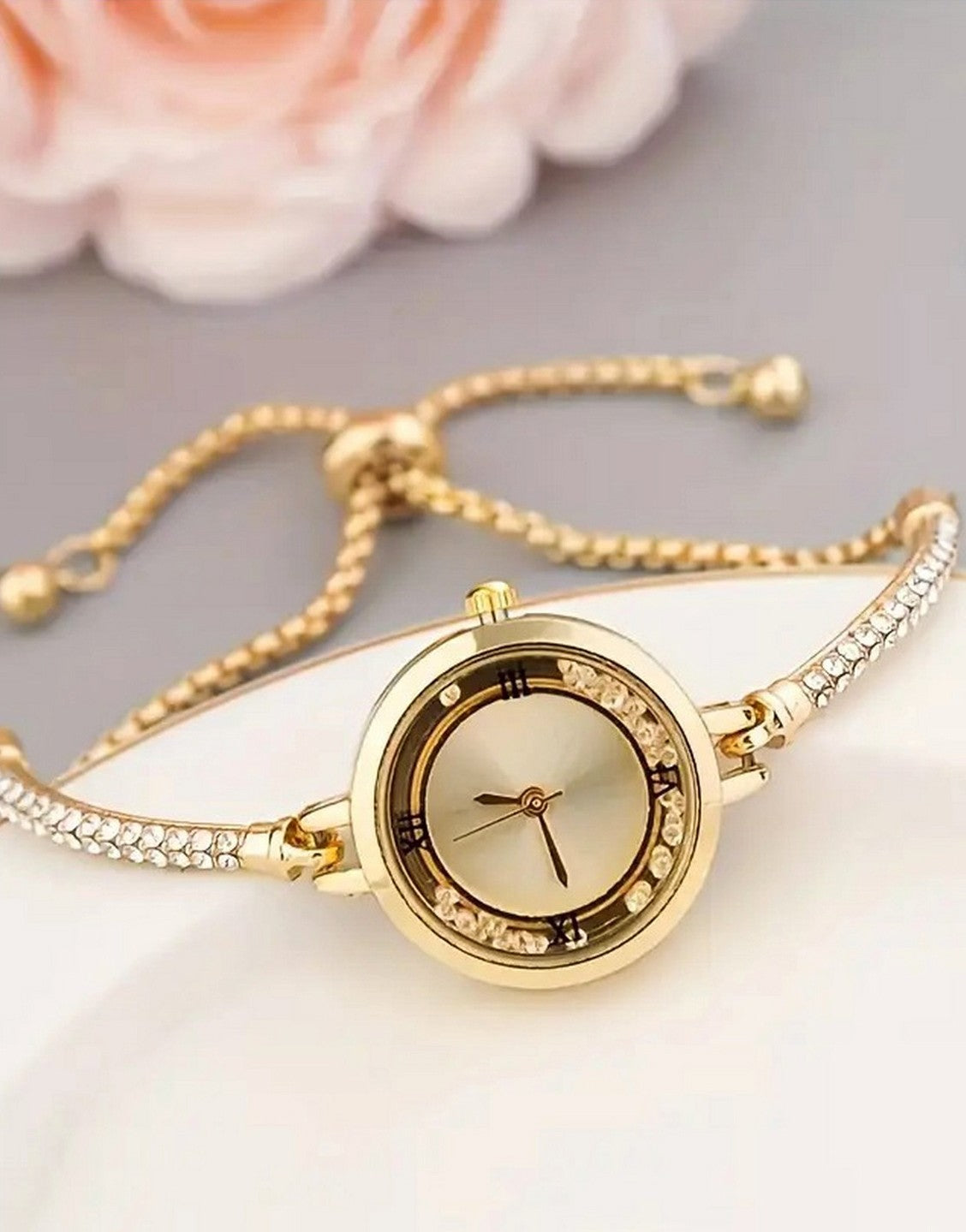 Elegant Golden Ladies Bracelet Watch (TK18159)