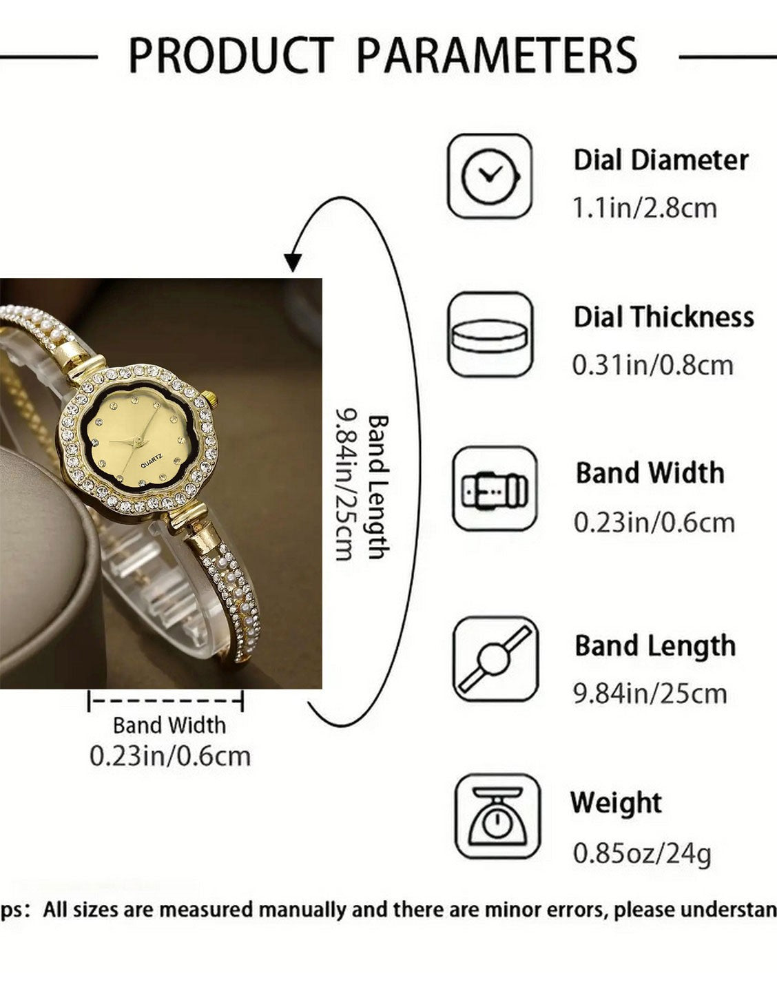 Chic Adjustable Chain Floral Design Golden Dial Watch for Girls (TK18161)