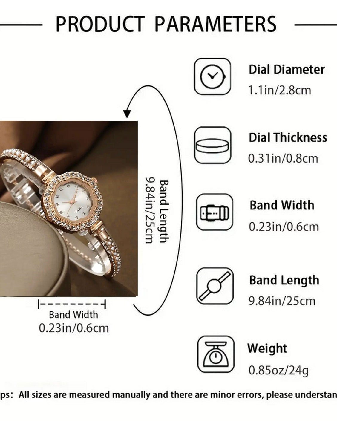 Chic Adjustable Chain Floral Design White Dial Watch for Girls (TK18163)