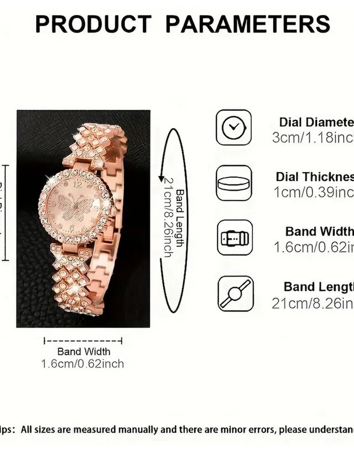 2-Pcs Ladies Watch and Bracelet Set with Rhinestone Accents (TK18166)