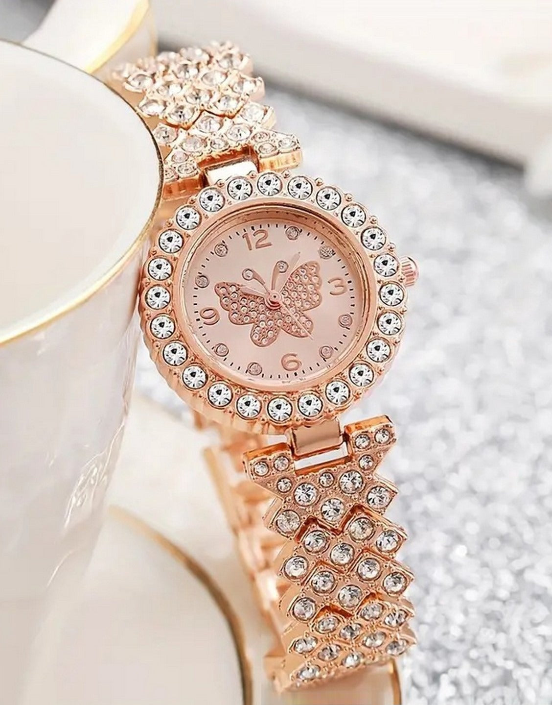 2-Pcs Ladies Watch and Bracelet Set with Rhinestone Accents (TK18166)