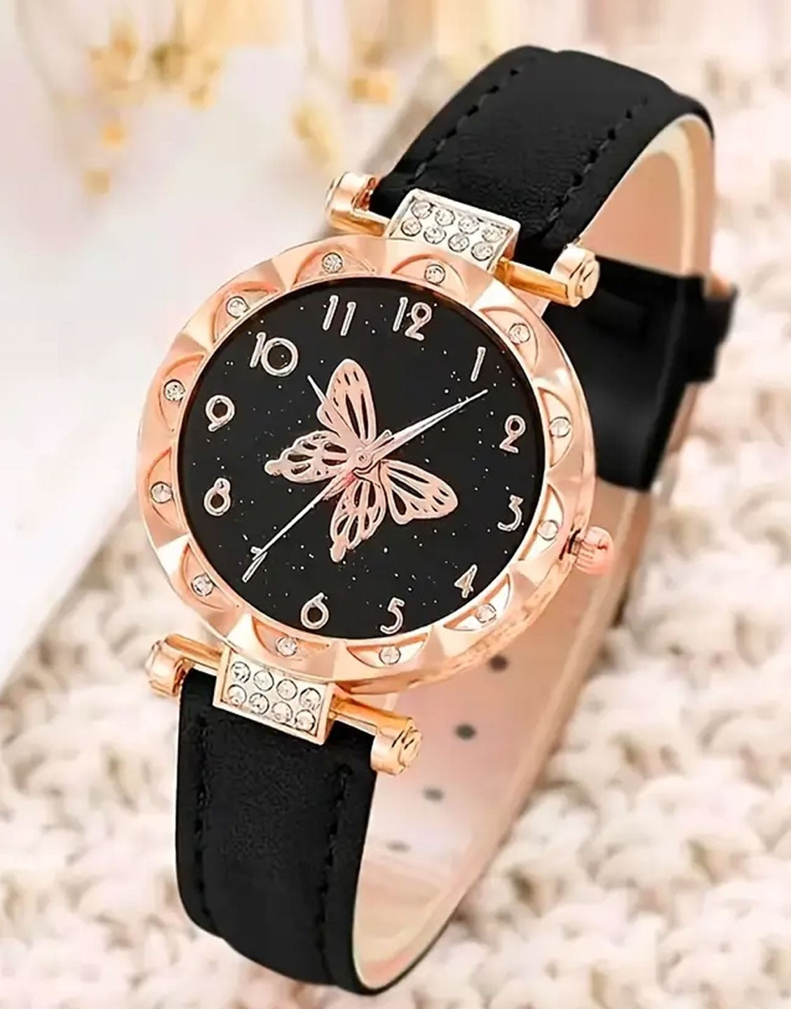 6-Pcs Women's Fashionable Quartz Watch & Butterfly Shaped Jewellery Set (TK18173)