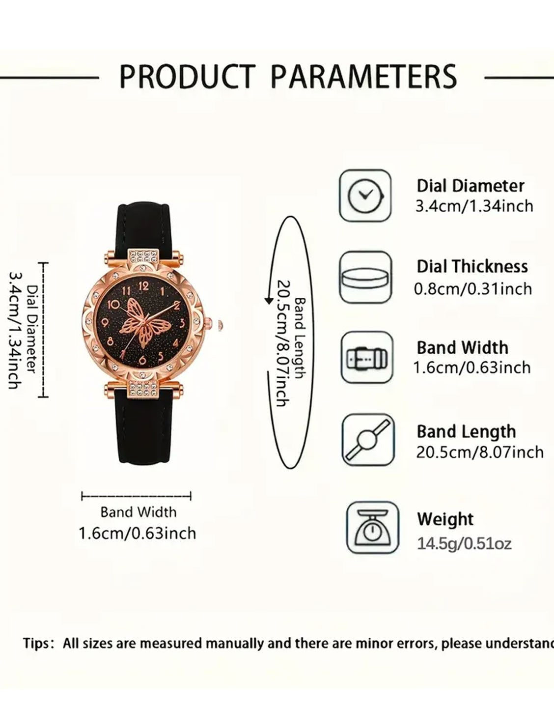 6-Pcs Women's Fashionable Quartz Watch & Butterfly Shaped Jewellery Set (TK18173)