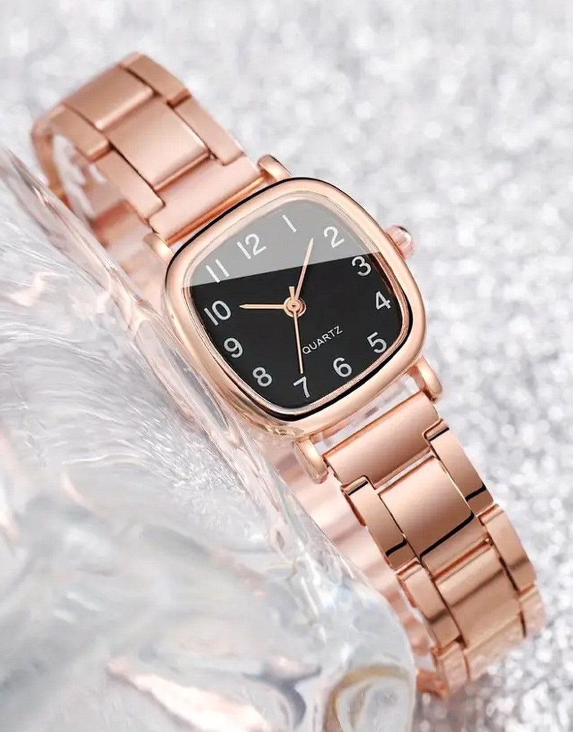 2-Pcs Rose Gold Ladies Watch & Heart Design Bracelet Gift Set (TK18174)