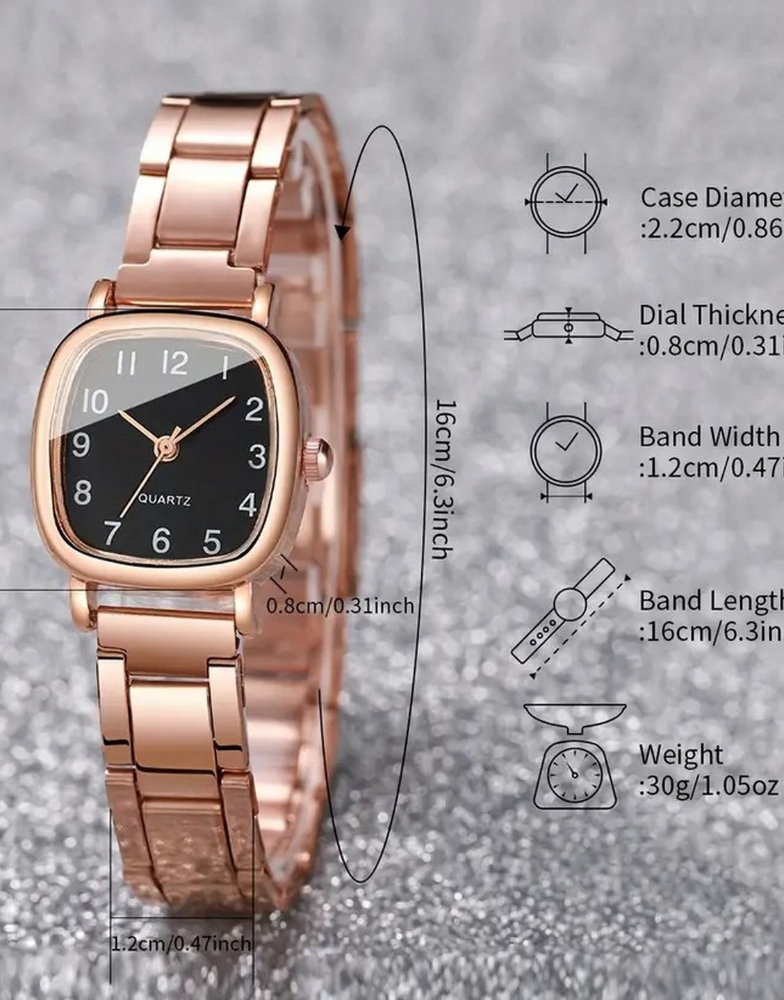 2-Pcs Rose Gold Ladies Watch & Heart Design Bracelet Gift Set (TK18174)
