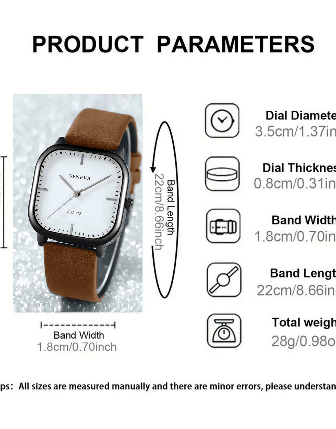 Unisex PU Leather Strap Casual Watch - Brown (TK18176)