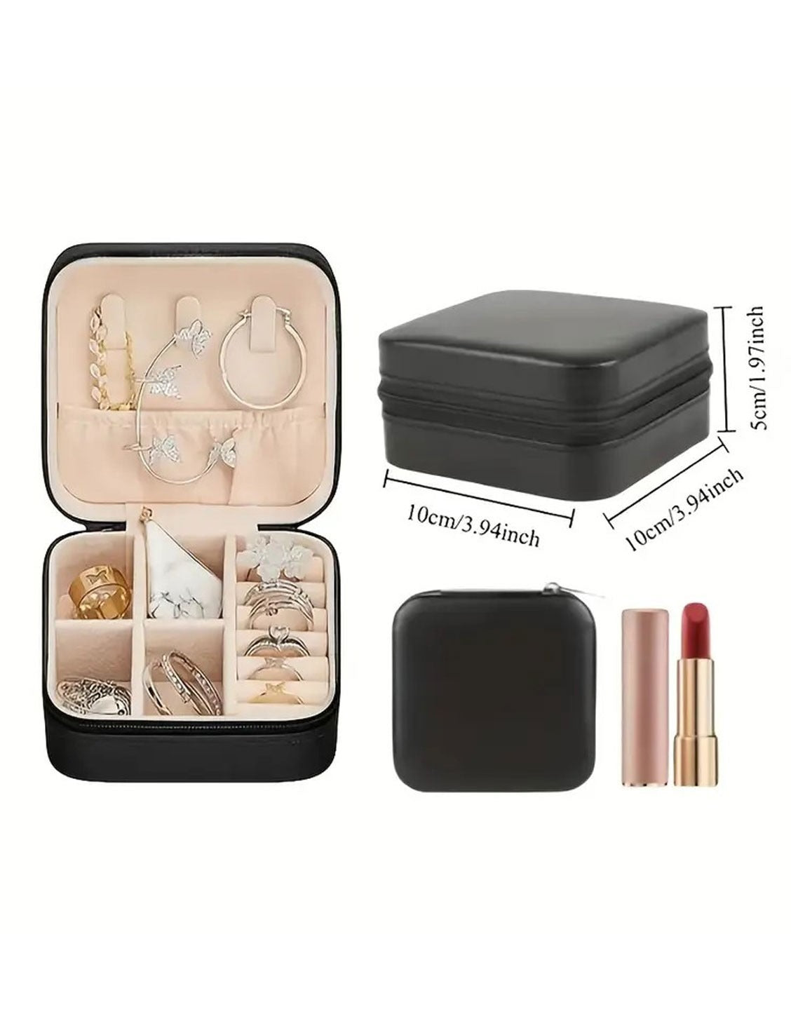 Contemporary Style Faux Leather Jewellery Storage Box for Travel & Daily Use (TK18191)