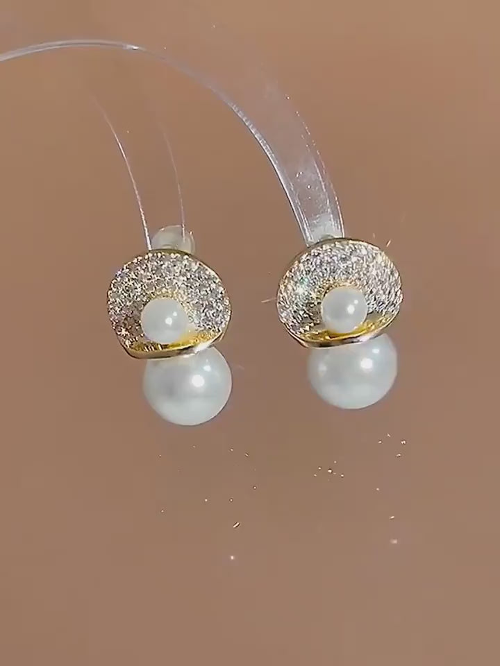 Imitation Pearl Geometric Design Zinc Alloy Earrings (TK18083)