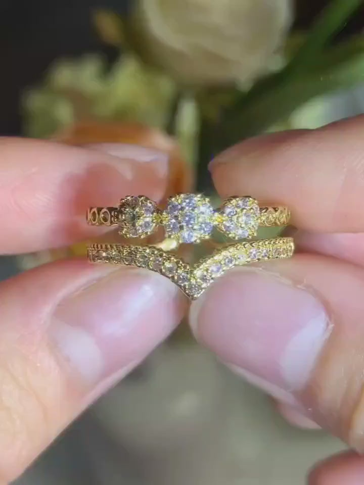 Adjustable Double Layer Royal Crown Shape Cuff Ring (TK18095)