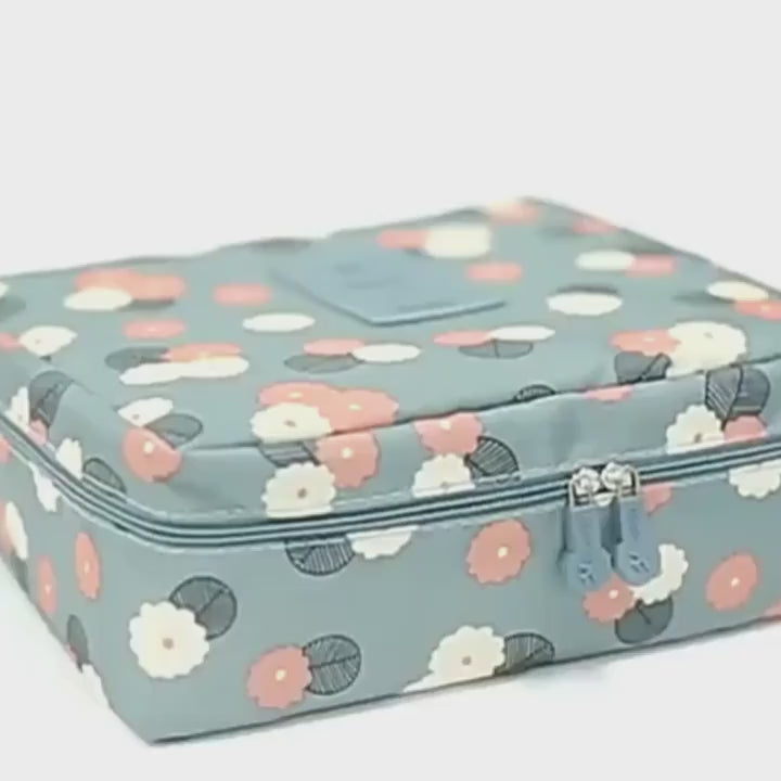 High Quality Flower Print Makeup & Travel Cosmetic Bag (TK18149)