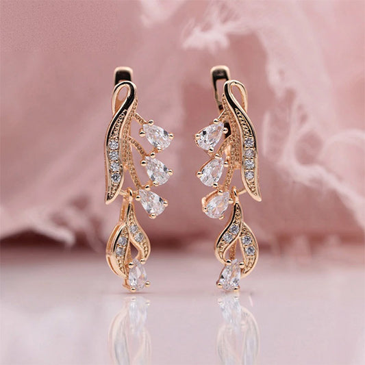 585 Rose Gold Zirconia Earrings - trinkets.pk