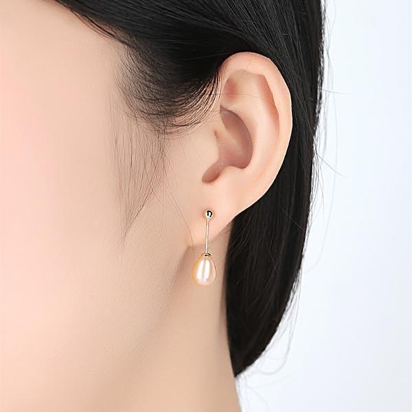925 Sterling Freshwater Pearl Stud Earrings Pink - trinkets.pk