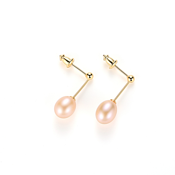 925 Sterling Freshwater Pearl Stud Earrings Pink - trinkets.pk