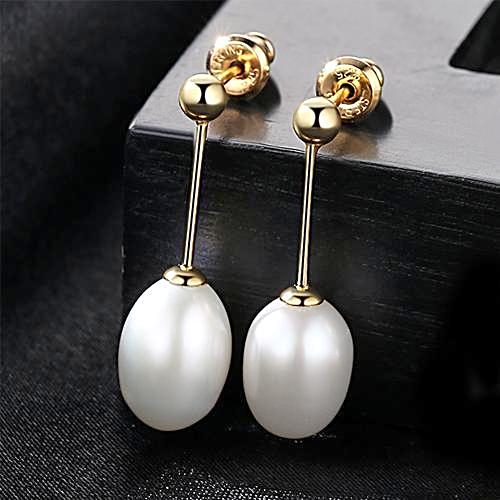 925 Sterling Freshwater Pearl Stud Earrings White - trinkets.pk