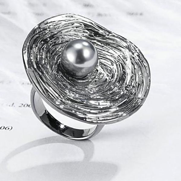 Black Pearl Cocktail Ring - trinkets.pk