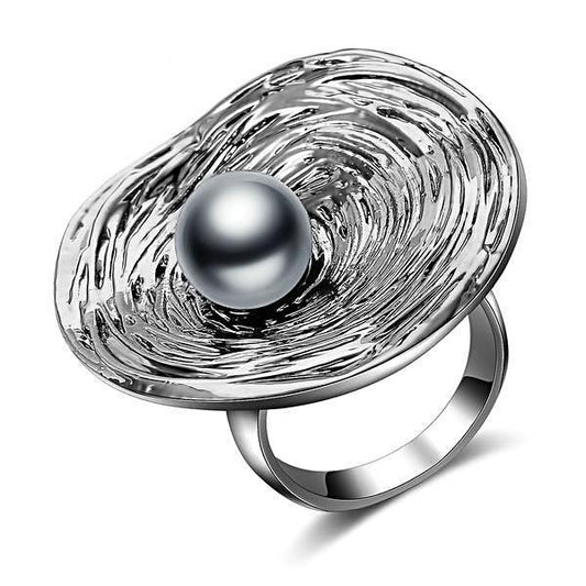 Black Pearl Cocktail Ring - trinkets.pk