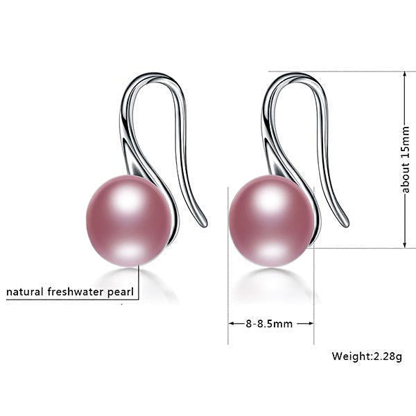 Sterling Silver Freshwater Pearl Earrings Purple - trinkets.pk