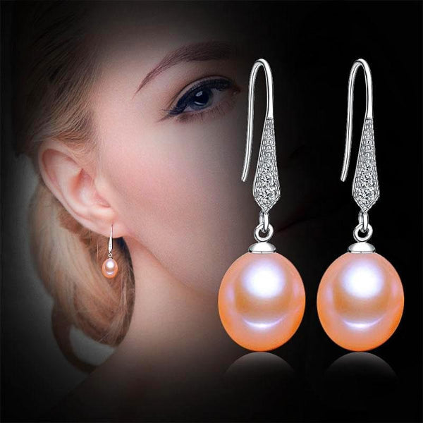 Freshwater Pearl Drop Earrings Pink - trinkets.pk