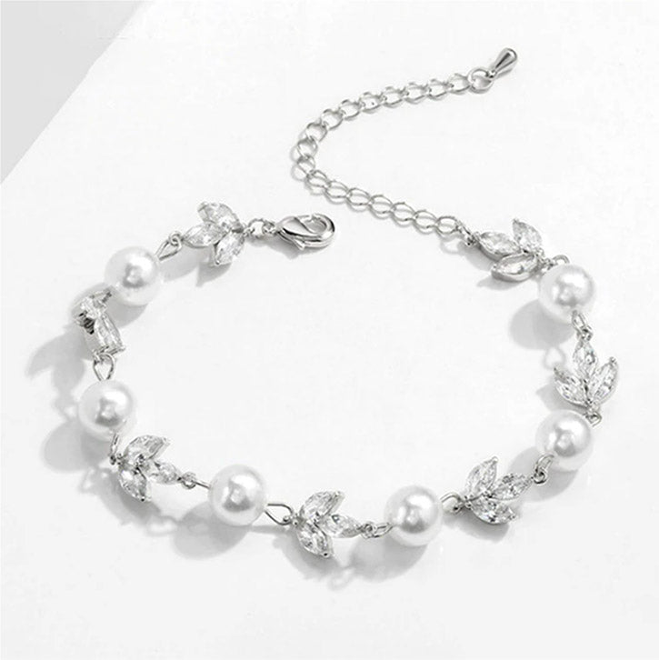 Faux Pearl Zirconia Bracelet - trinkets.pk