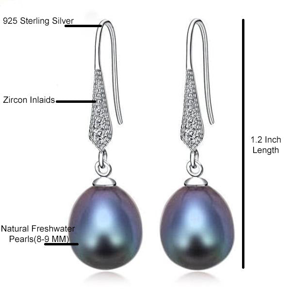 Freshwater Pearl Drop Earrings Black - trinkets.pk