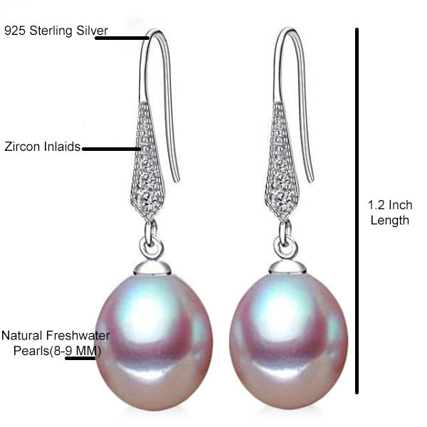 Freshwater Pearl Drop Earrings Purple - trinkets.pk