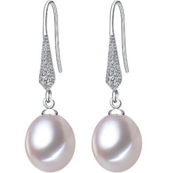 Freshwater Pearl Drop Earrings White - trinkets.pk