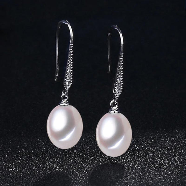 Freshwater Pearl Drop Earrings White - trinkets.pk