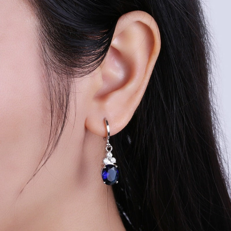 Elegant Blue Crystal Drop Earrings - trinkets.pk