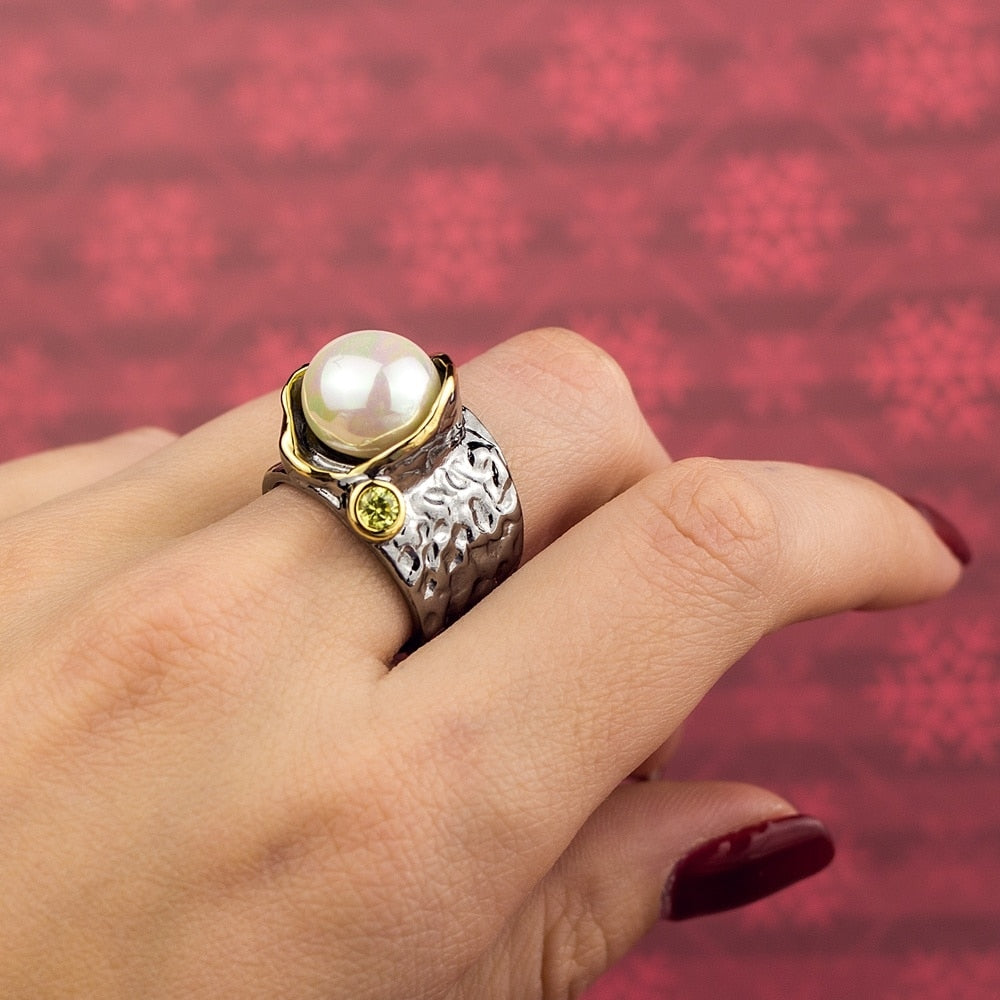 Blooming Gothic Cocktail Pearl Ring5