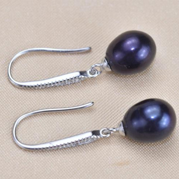 Freshwater Pearl Drop Earrings Black - trinkets.pk