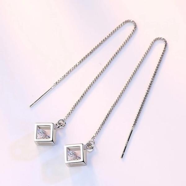 Crystal Cube Drop Earrings - trinkets.pk