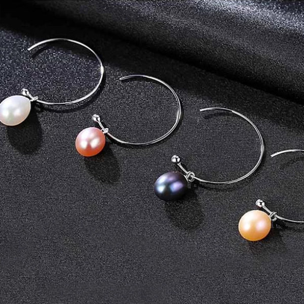 Half Hoop Freshwater Pearl Earrings - trinkets.pk