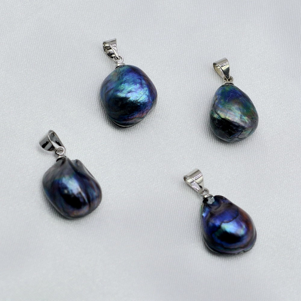 Baroque Black Freshwater Pearl Pendant - trinkets.pk