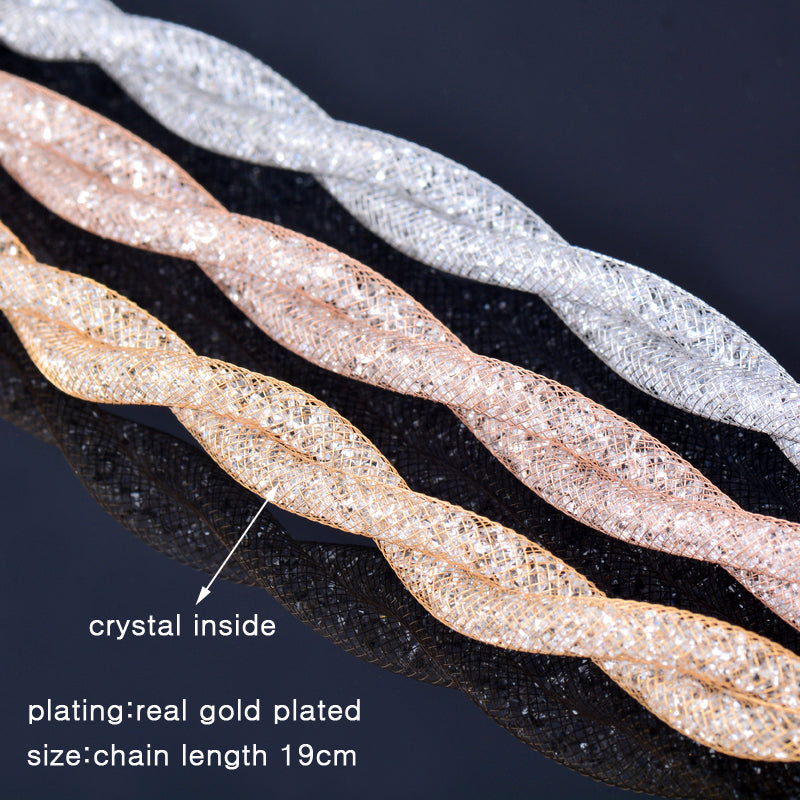Double Layer Crystal Mesh Bracelet - trinkets.pk