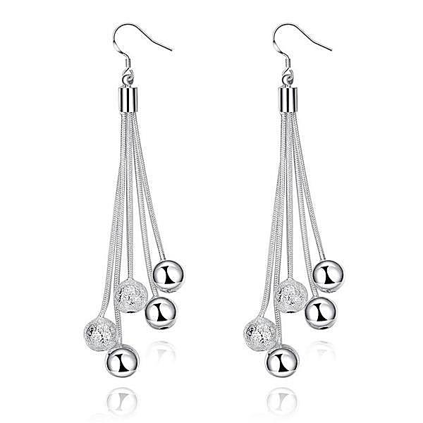 Silver Plated Crystal Beads Earrings - trinkets.pk