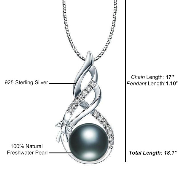 Spiral Freshwater Pearl Pendant Black - trinkets.pk