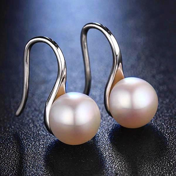 Sterling Silver Freshwater Pearl Earrings White - trinkets.pk