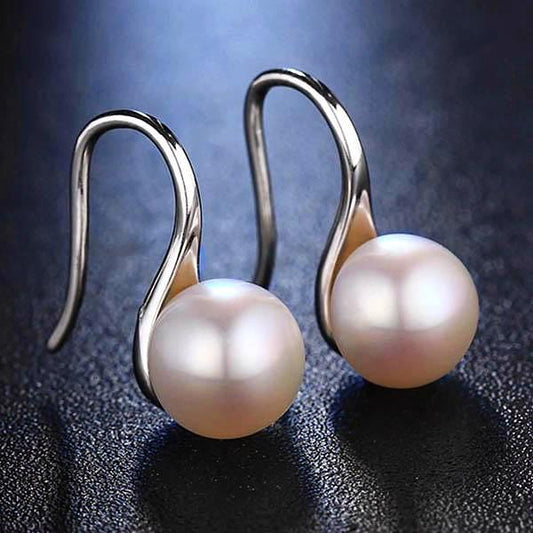 Sterling Silver Freshwater Pearl Earrings White - trinkets.pk